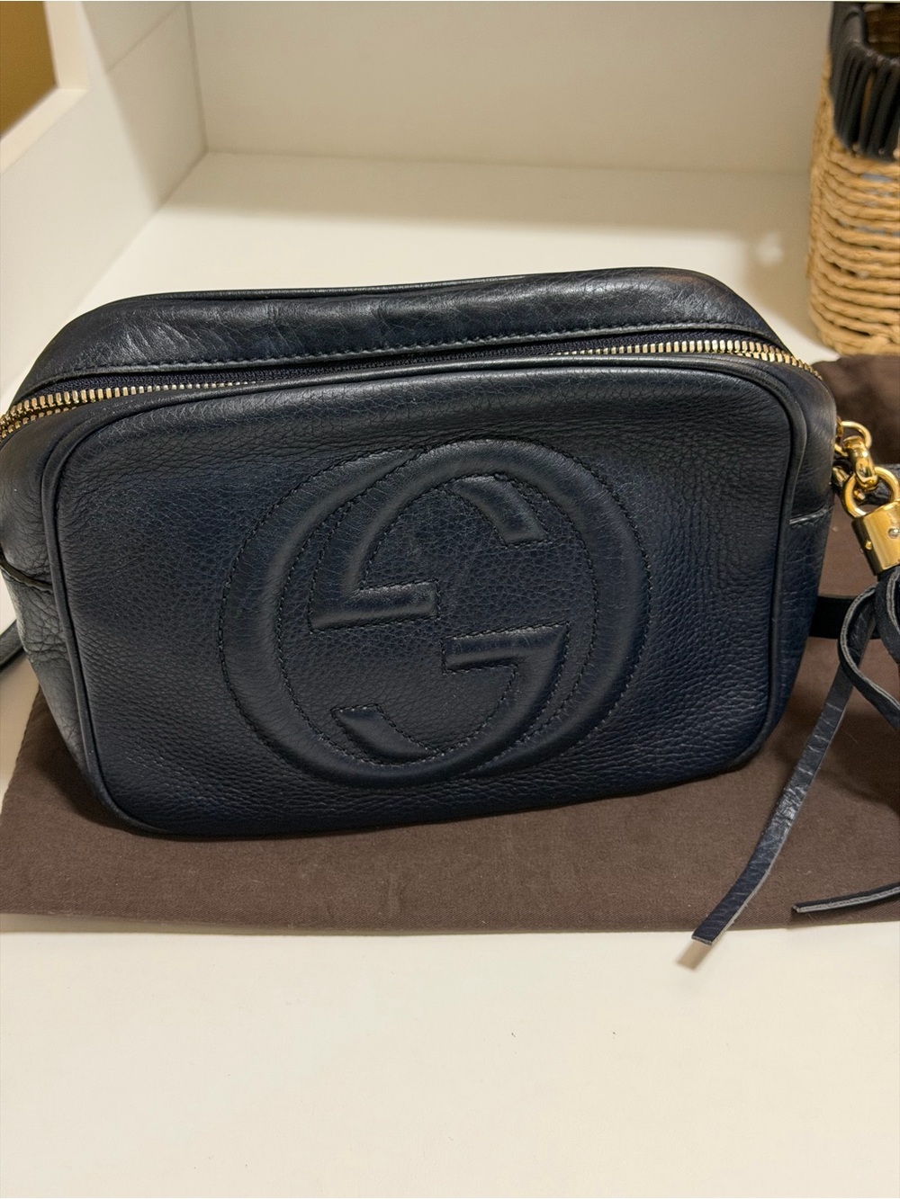Authentic GUCCI Blue leather Soho Disco Crossbody Bag & dust bag - Picture 5 of 16